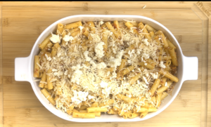 layer of ziti and cheese